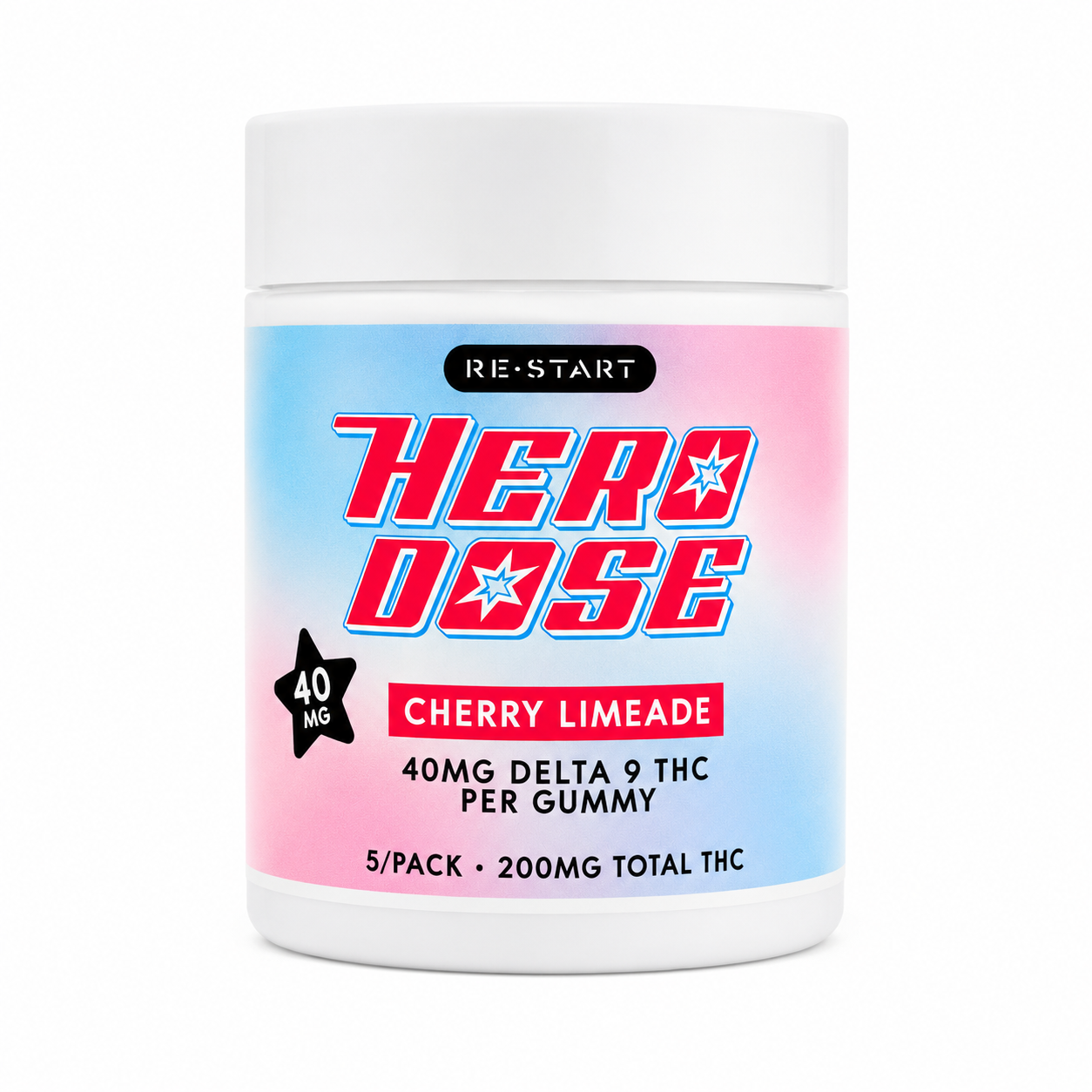 40MG THC. Hero Dose Gummies - Cherry Limeade / 5ct *Out of Stock